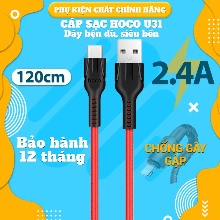 Cáp Sạc Nhanh HOCO U31 Hàng chính hãng - Bảo Hành 12Tháng 1 Đổi 1