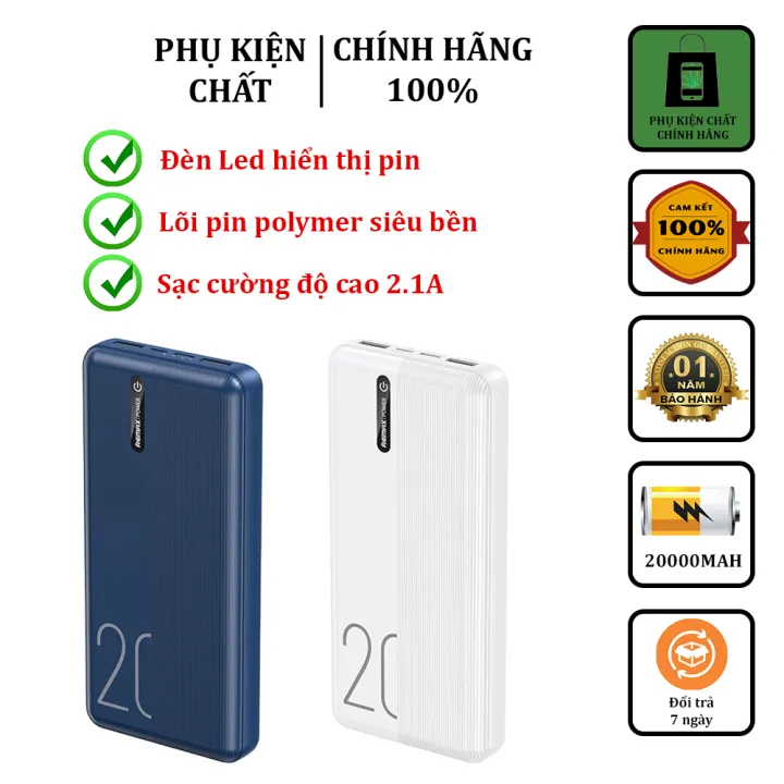 Sạc Dự Phòng Remax 10.000mAh Sạc Nhanh RPP-295, Tích Hợp Đèn Led, Hộp Mới Bảo Hành 12 Tháng.